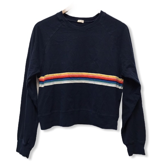 PacSun Sweaters - J. Galt | Oversized Retro Stripe Detail Crop Shirt
